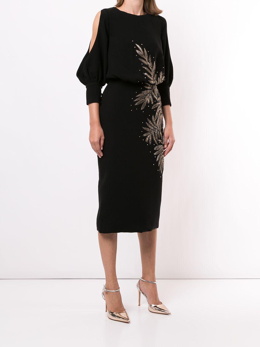 open-shoulder embroidered dress Product Image