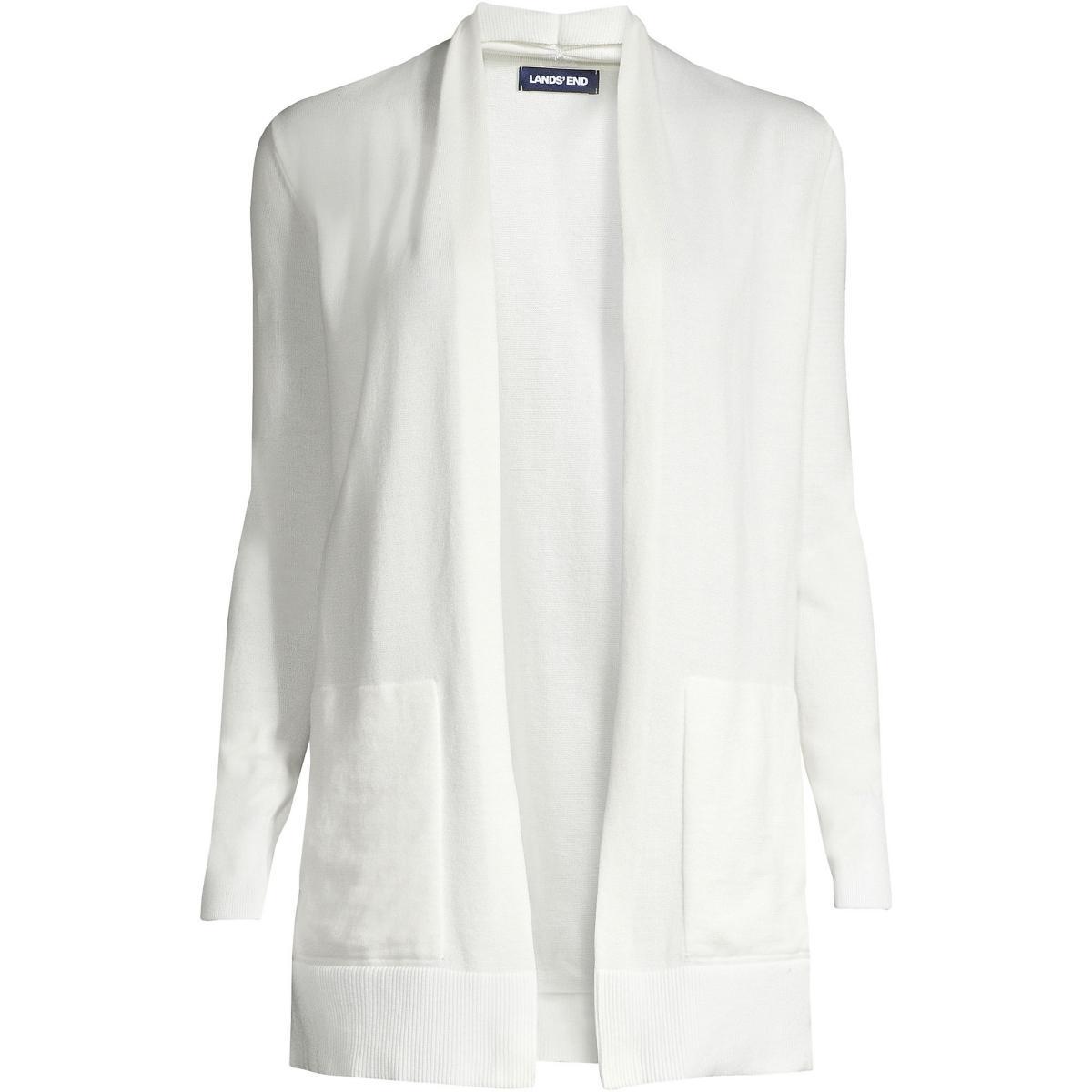 Women's Lands' End Open-Front Long Cardigan Sweater, Size: Medium, Radiant Blue Product Image