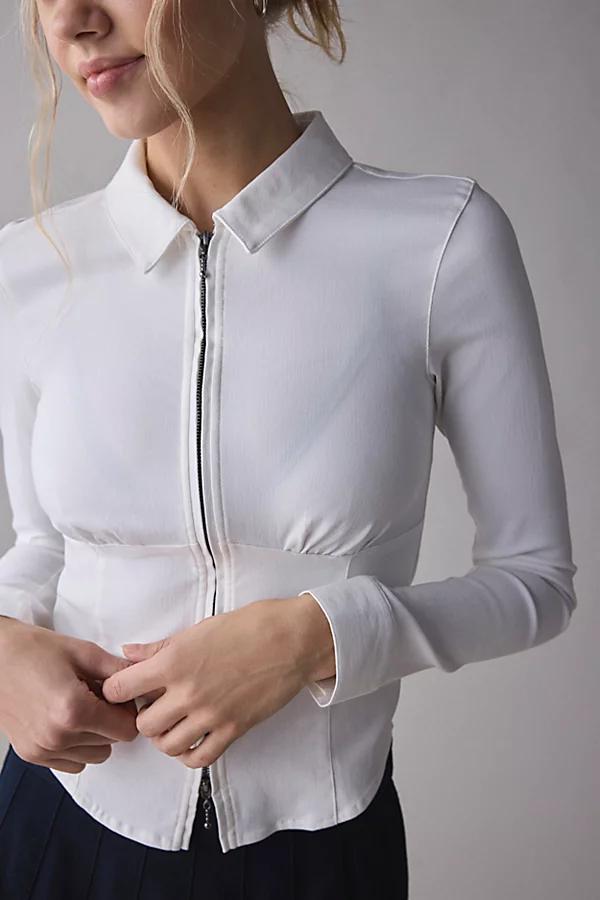 Silence + Noise Hailey Zip-Up Slim Shirt Top Womens at Urban Outfitters Product Image