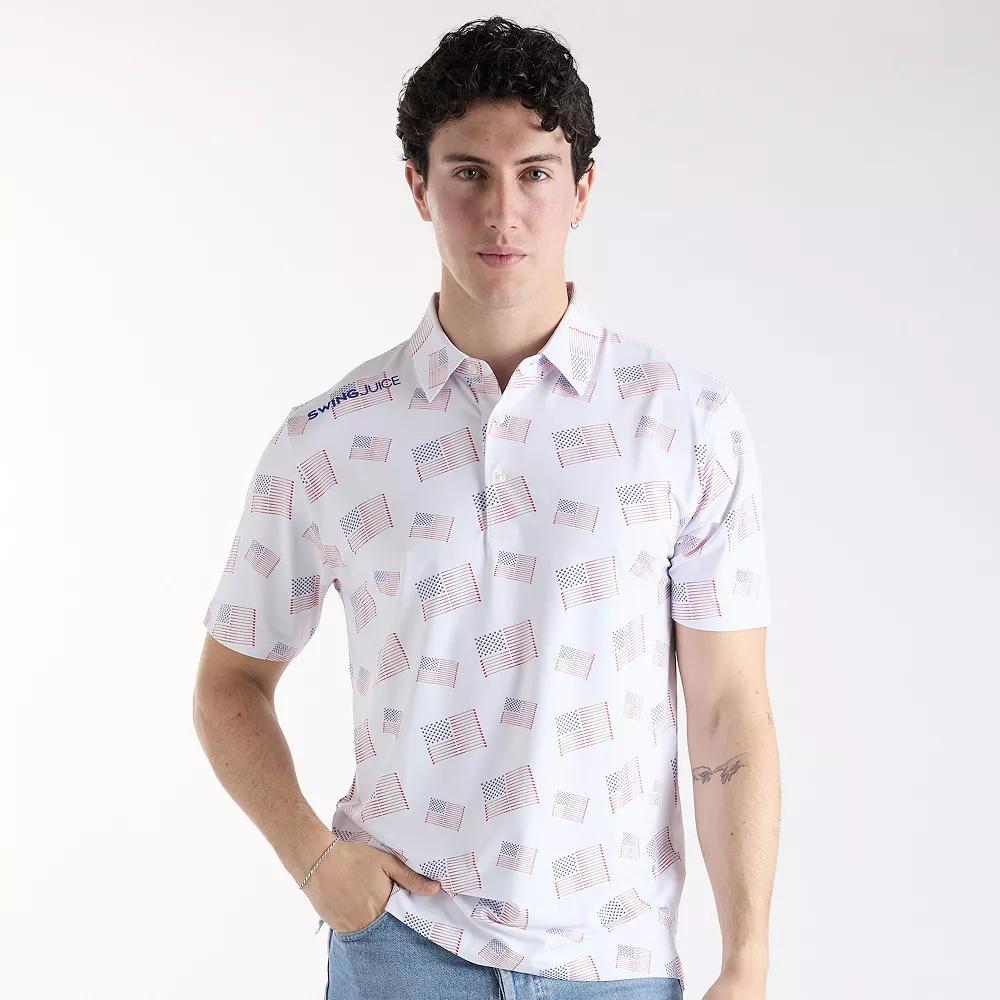 Men's SwingJuice Golf Flag Polo, Size: XL, White Product Image