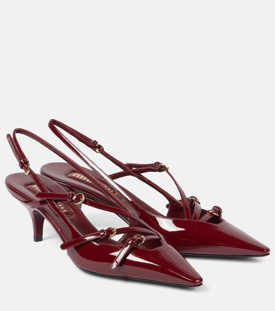 MIU MIU Slingback Deep Purple In Patent Leather With Buckles Women In Burgundy Product Image