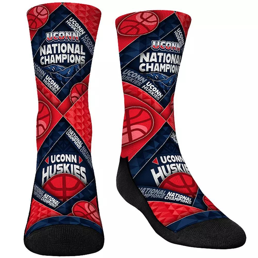 Youth Rock Em Socks Navy UConn Huskies 2024 NCAA Men's Basketball National Champions Diamond Weave Crew Socks, Boy's, Size: Large, Blue Product Image