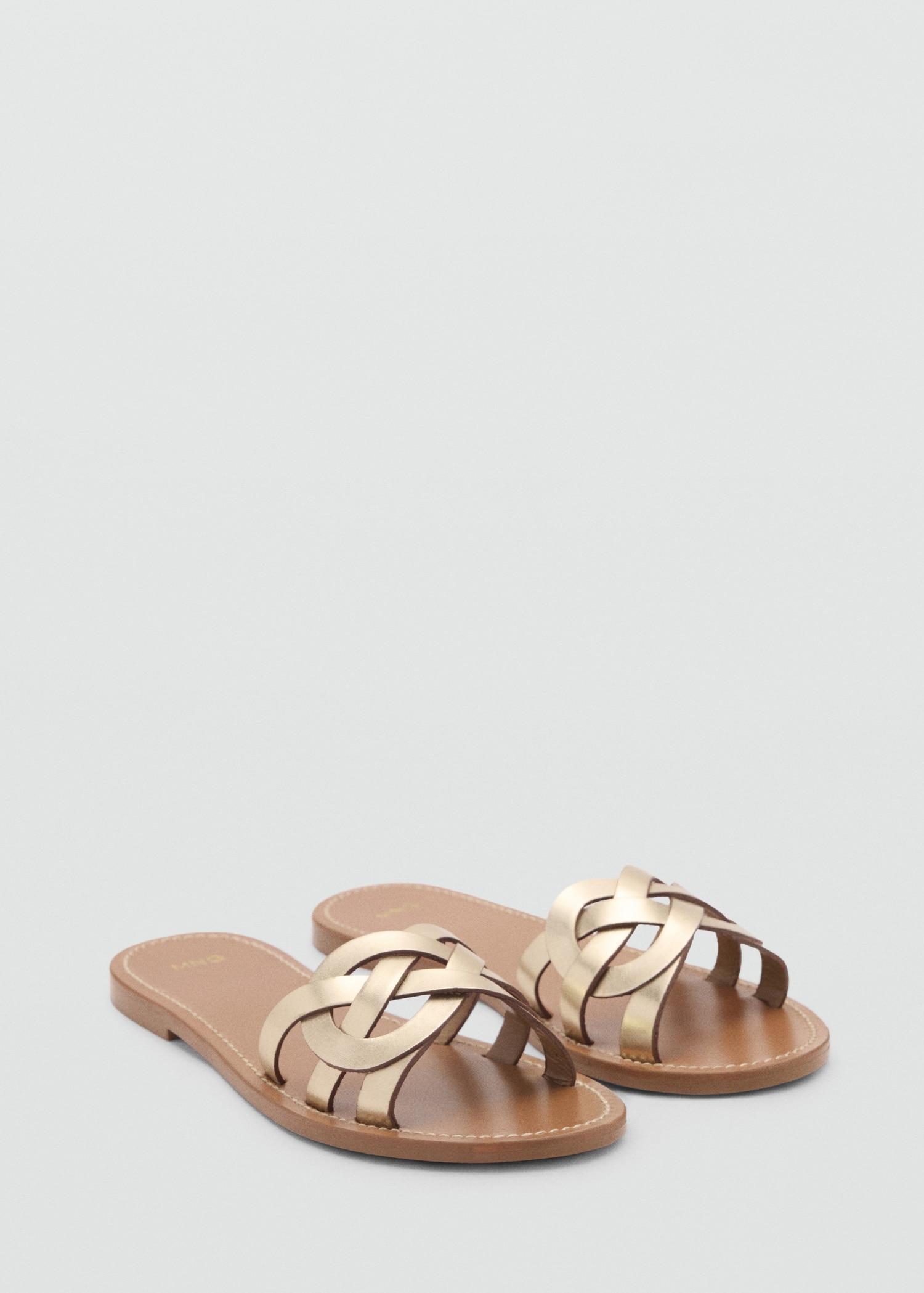 Leather sandals with intertwined strap - Women | MANGO USA Product Image