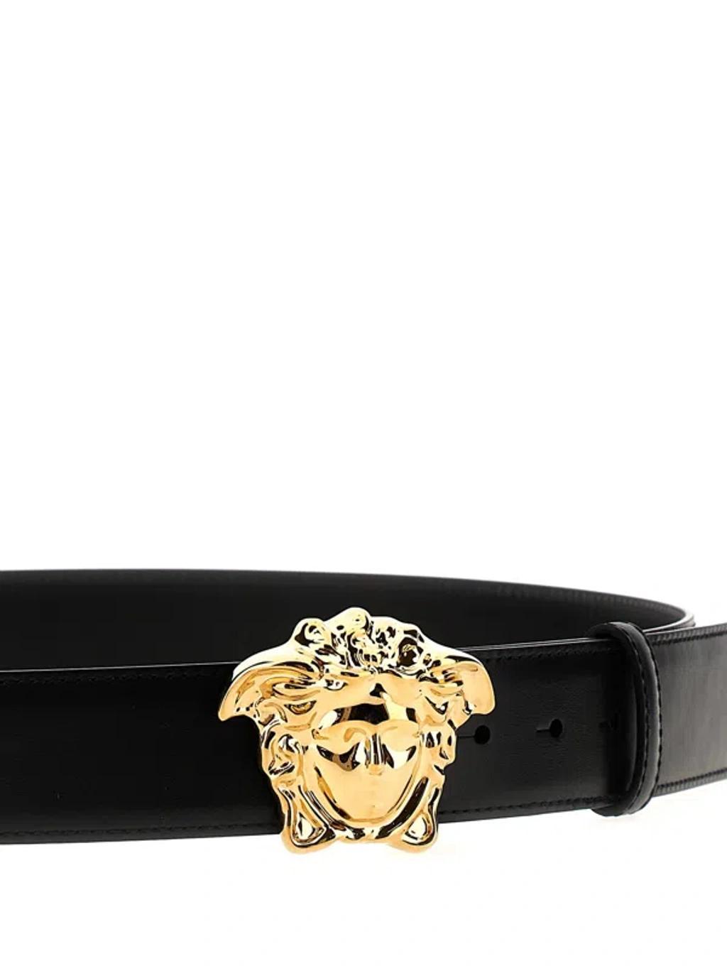 VERSACE La Medusa Leather Belt Man Belt Black Size 39.5 Calfskin Product Image