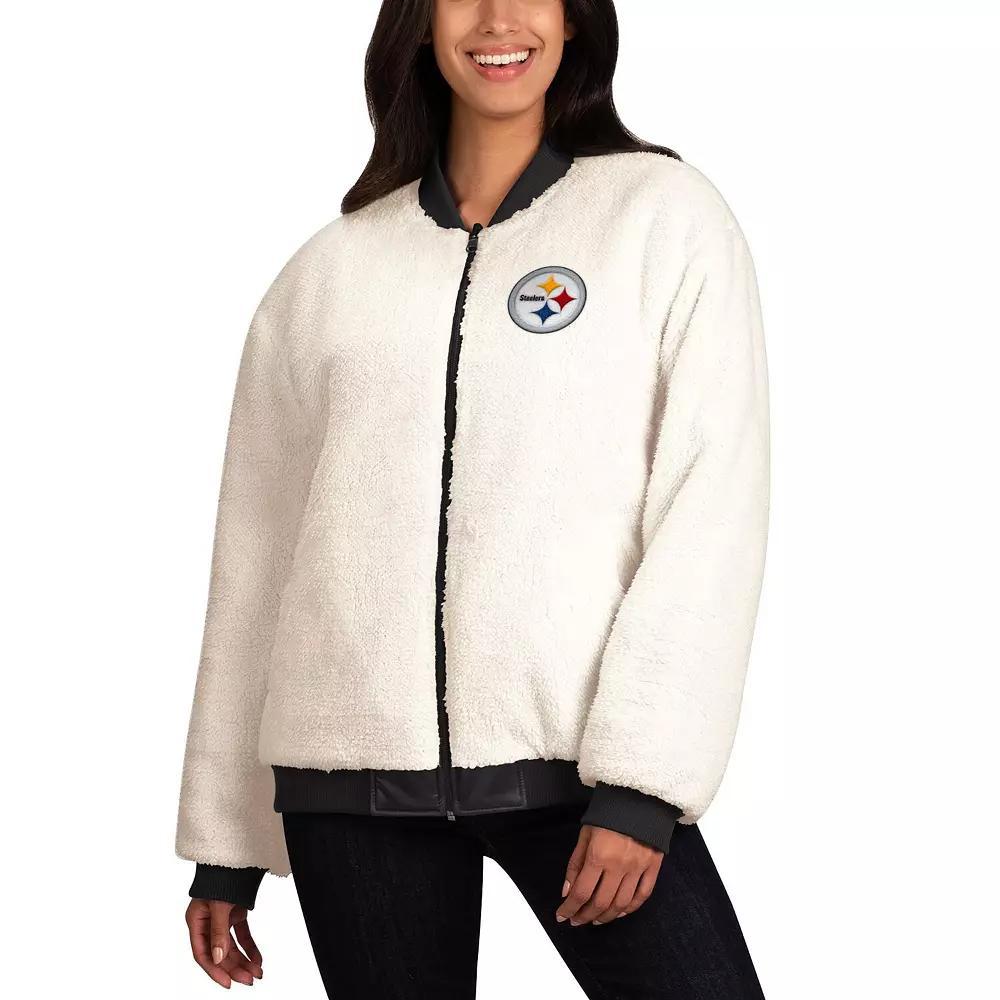 Women's G-III 4Her by Carl Banks Oatmeal/Black Pittsburgh Steelers Switchback Reversible Full-Zip Jacket, Size: Small, Team Product Image