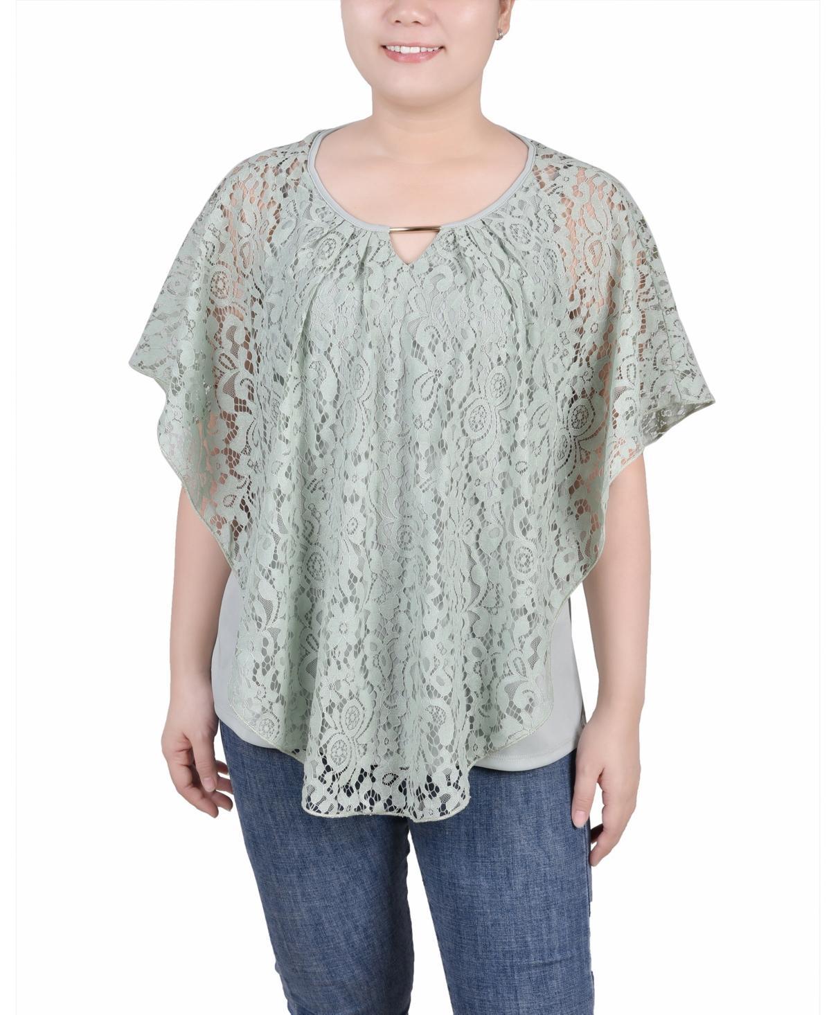 Ny Collection Petite Lace Poncho Top with Matching Tank Product Image