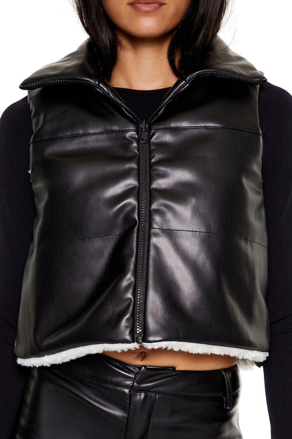 Reversible Faux Shearling & Leather Vest | Forever 21 Product Image