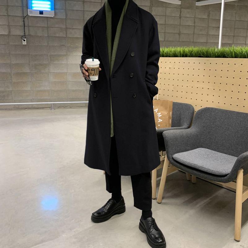 Plain Double Breasted Coat Product Image