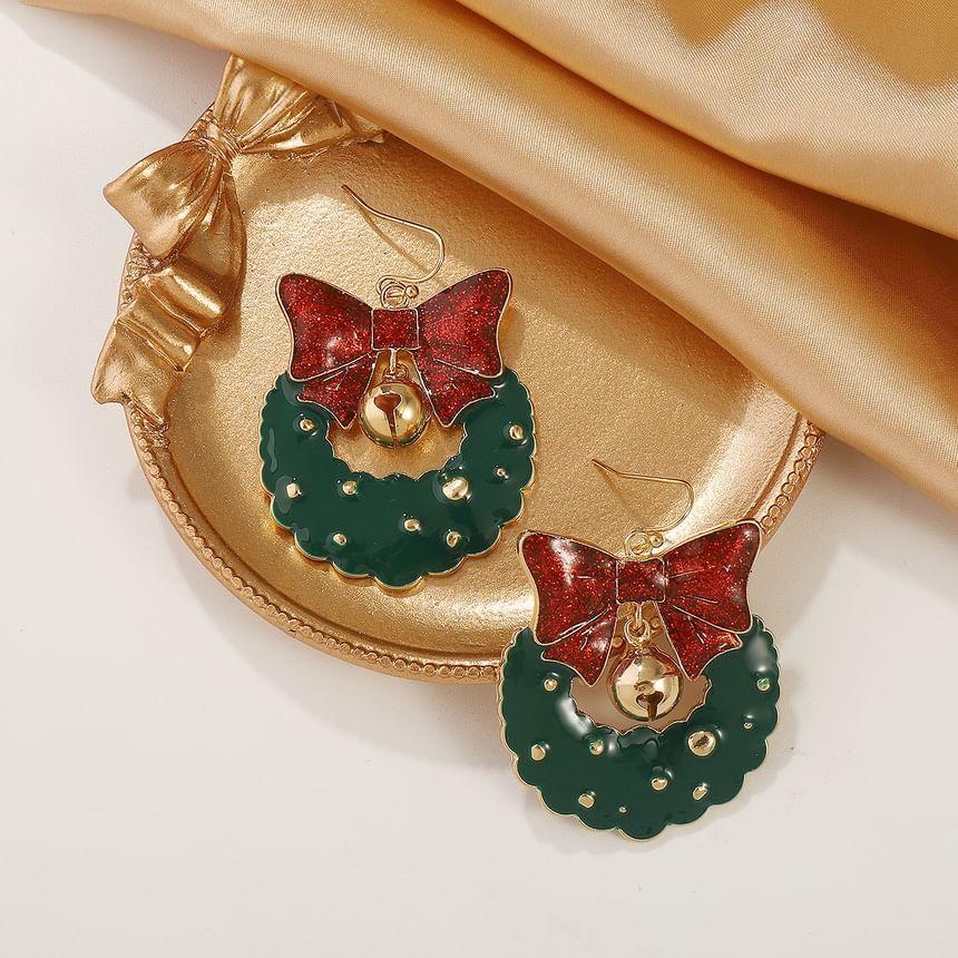 Enamel Christmas Wreath Drop Earring Product Image
