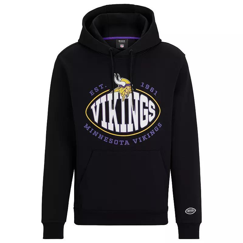 Men's BOSS X NFL  Black Minnesota Vikings Touchback Pullover Hoodie, Size: Medium Product Image