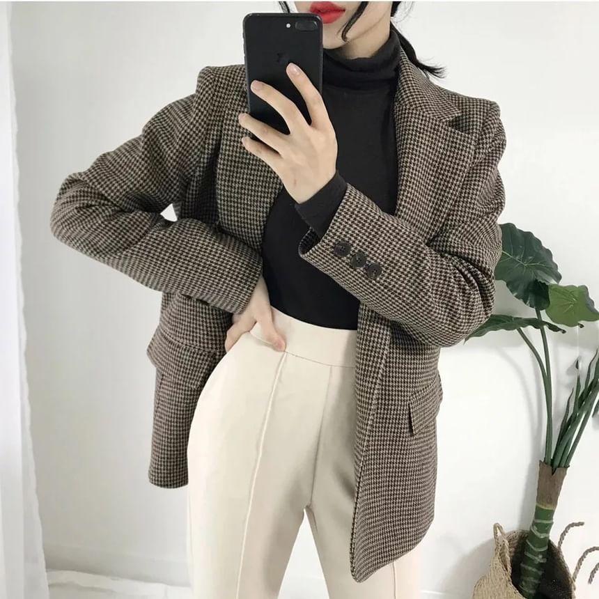 Houndstooth Single-Breasted Blazer Product Image