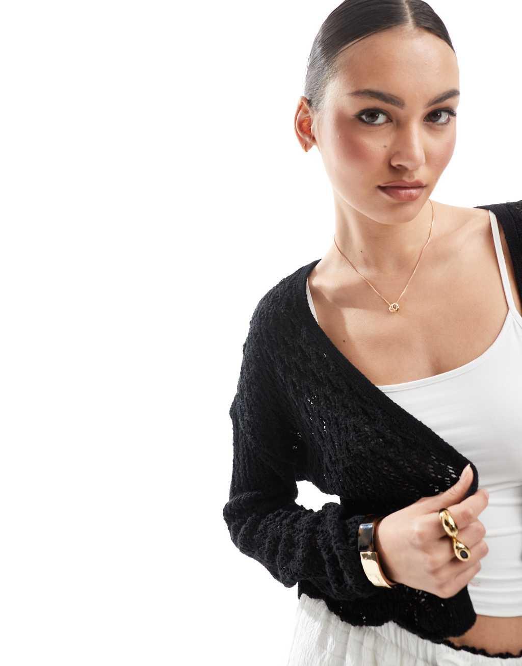 ONLY crochet cardigan in black Product Image