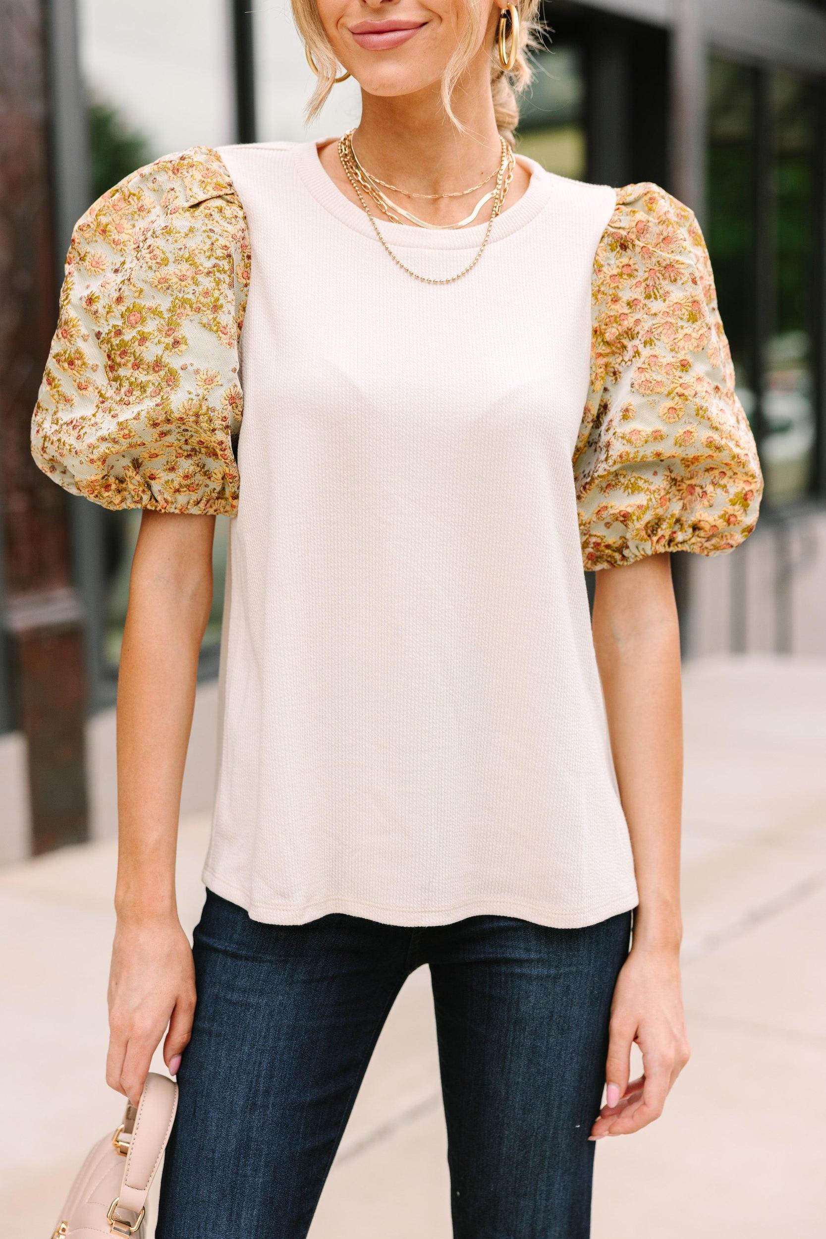 In Your Dreams Natural DItsy Floral Blouse Female Product Image