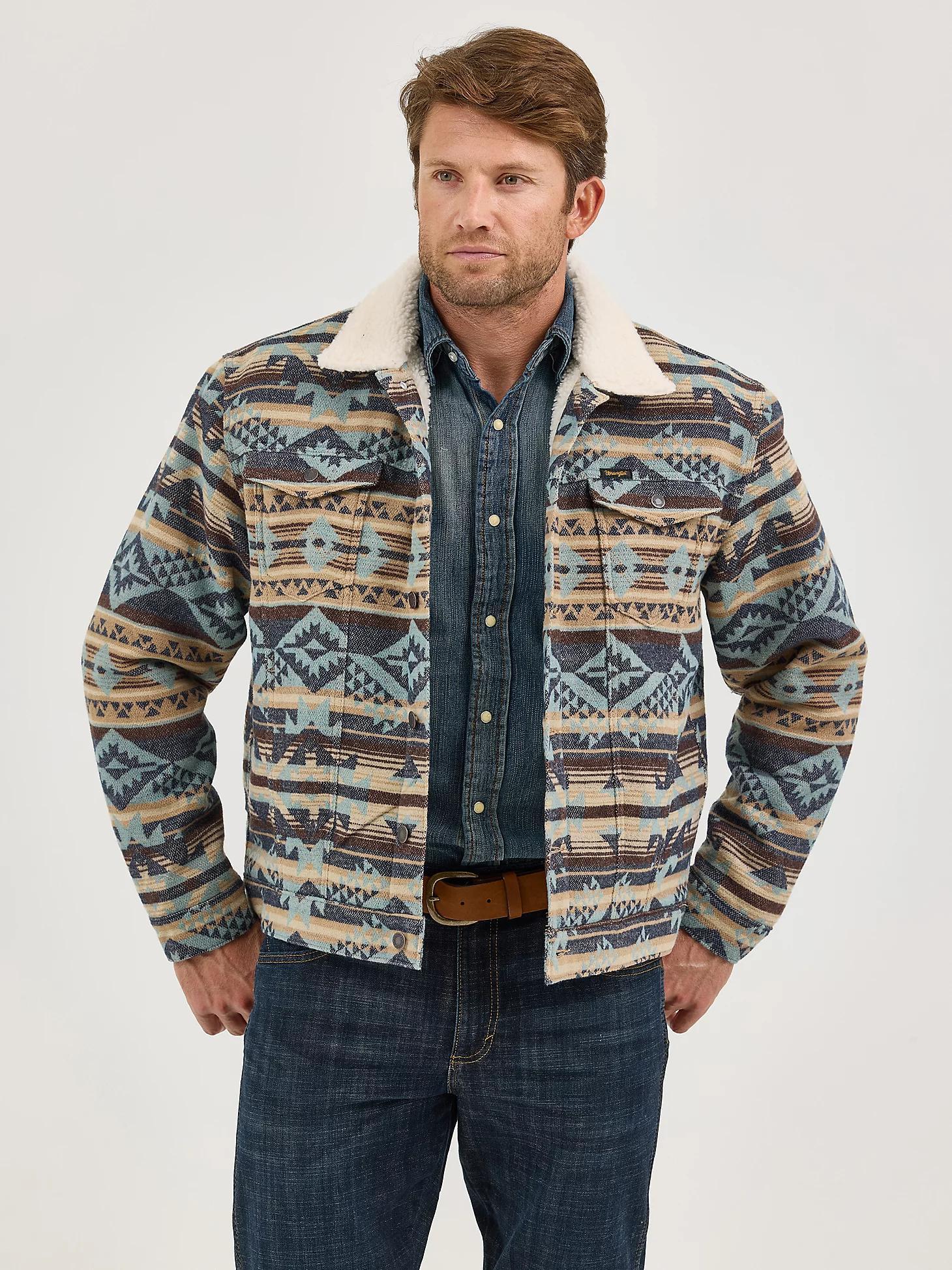 Men's Wrangler® Sherpa Lined Jacquard Print Jacket | Men's JACKETS & OUTERWEAR | Wrangler® Product Image