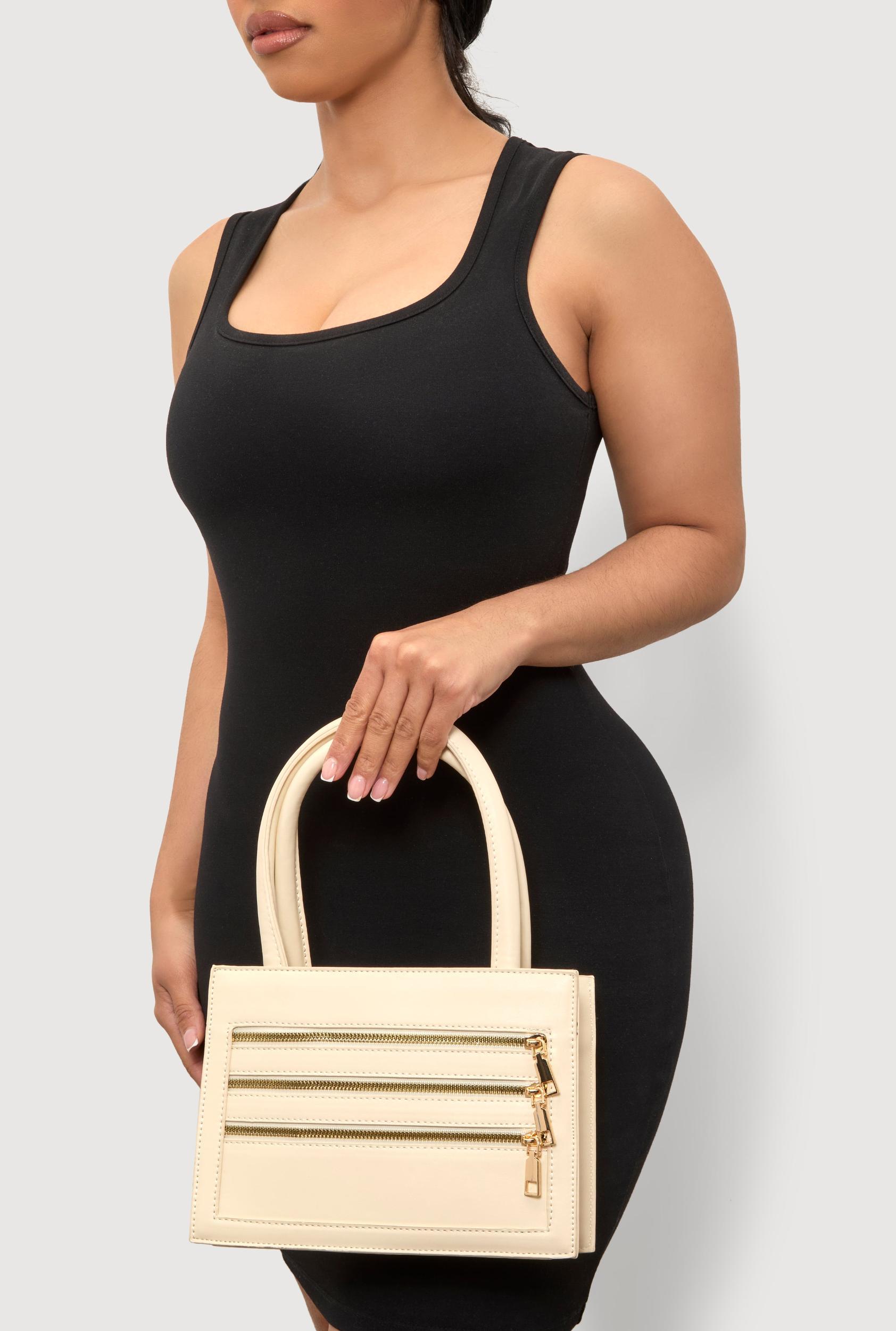 Triple Zipper Detail Convertible Handbag Female Product Image