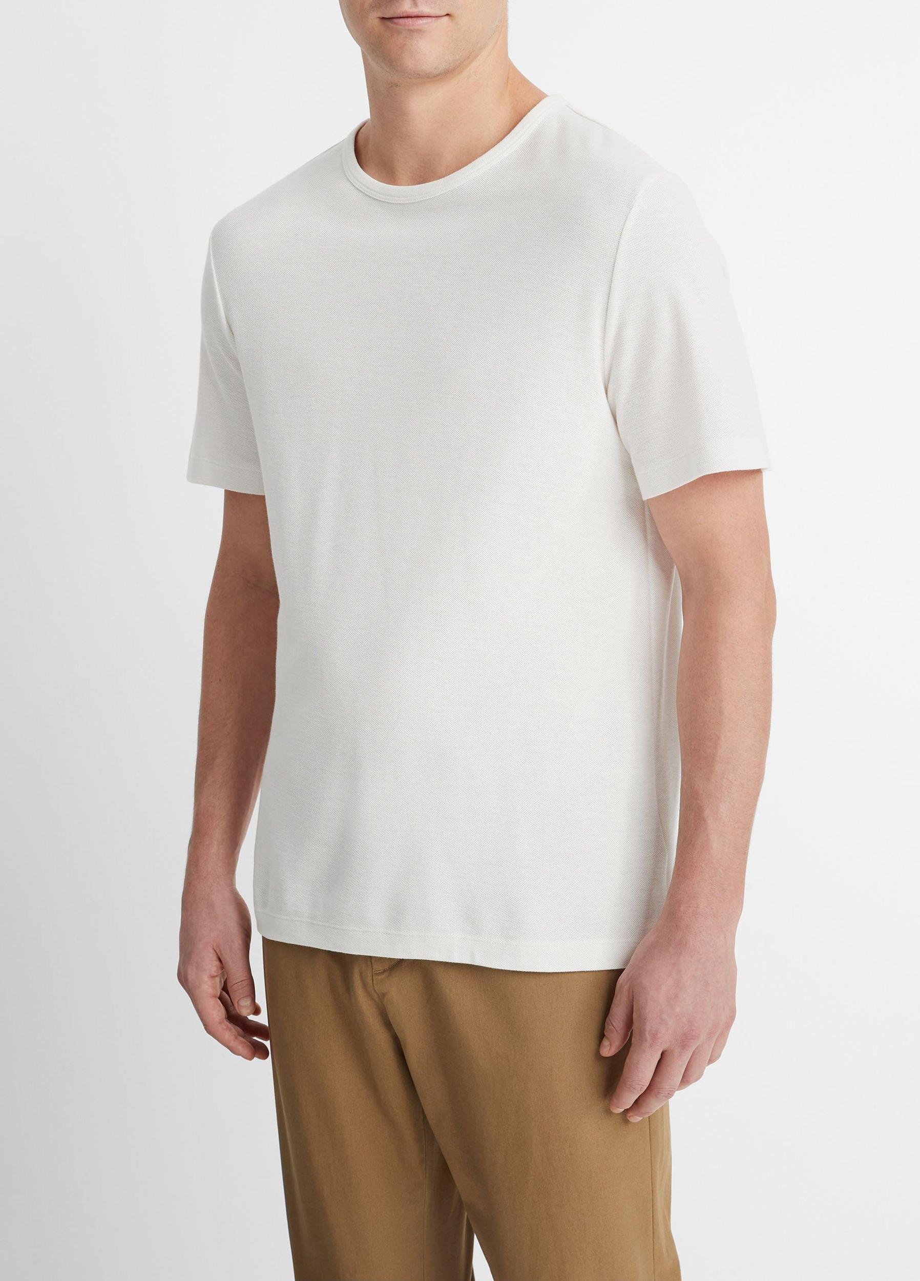Mens Pima Cotton Piqu Crew Neck T-Shirt, Soft Black, Size L Vince Product Image