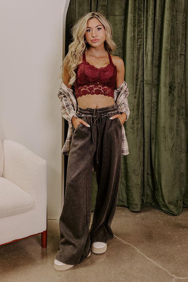 The Juliette Racerback Lace Bralette in Wine Product Image