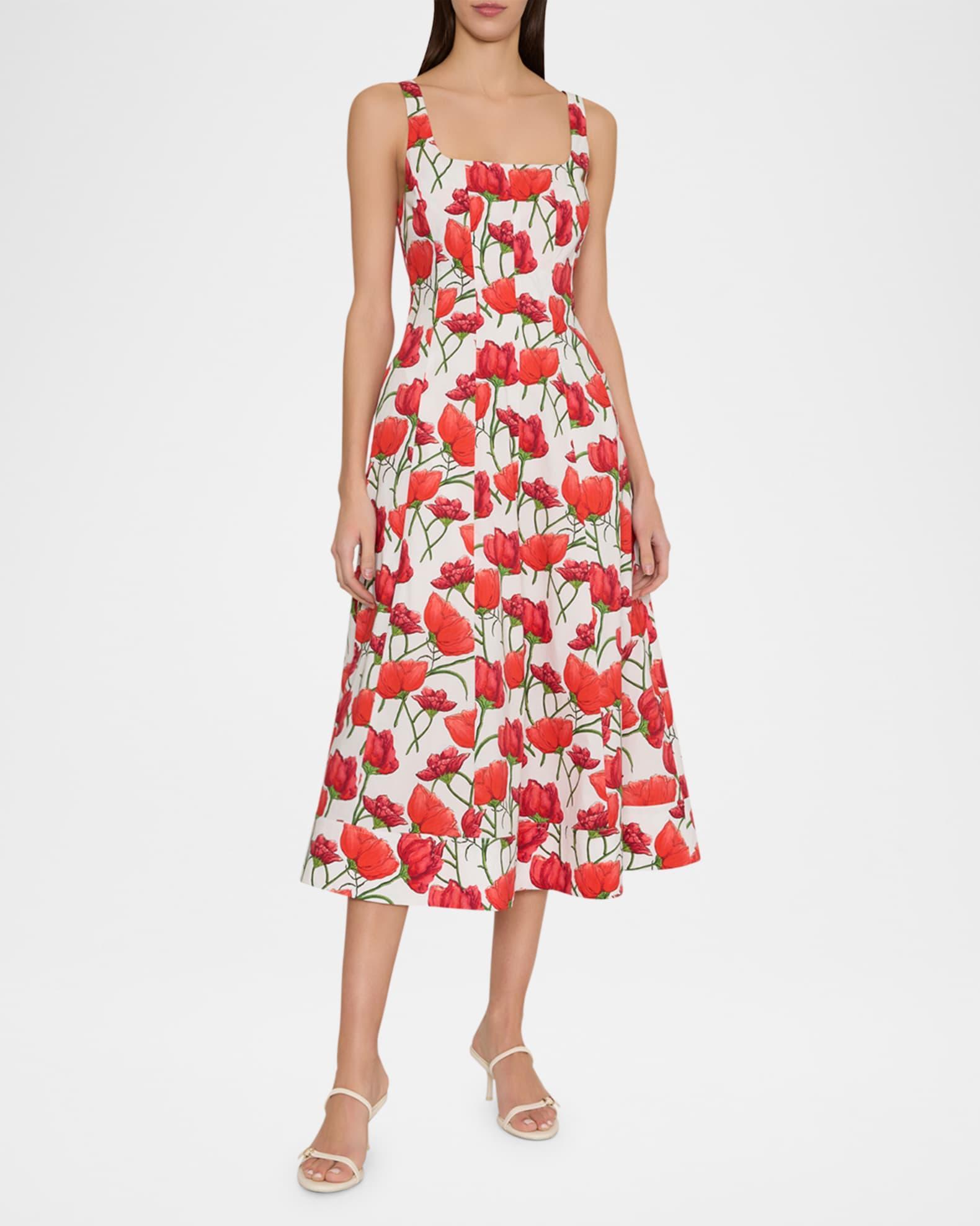 Nia Peony A-Line Midi Dress Product Image