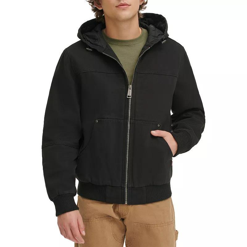 Mens Levis Cotton Hooded Workwear Bomber Jacket Green Product Image