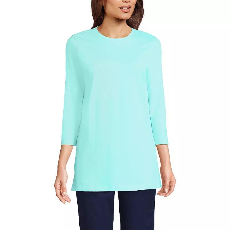 Women's Lands' End Supima Cotton Crewneck Tunic, Size: XL, Purple Stripe Product Image