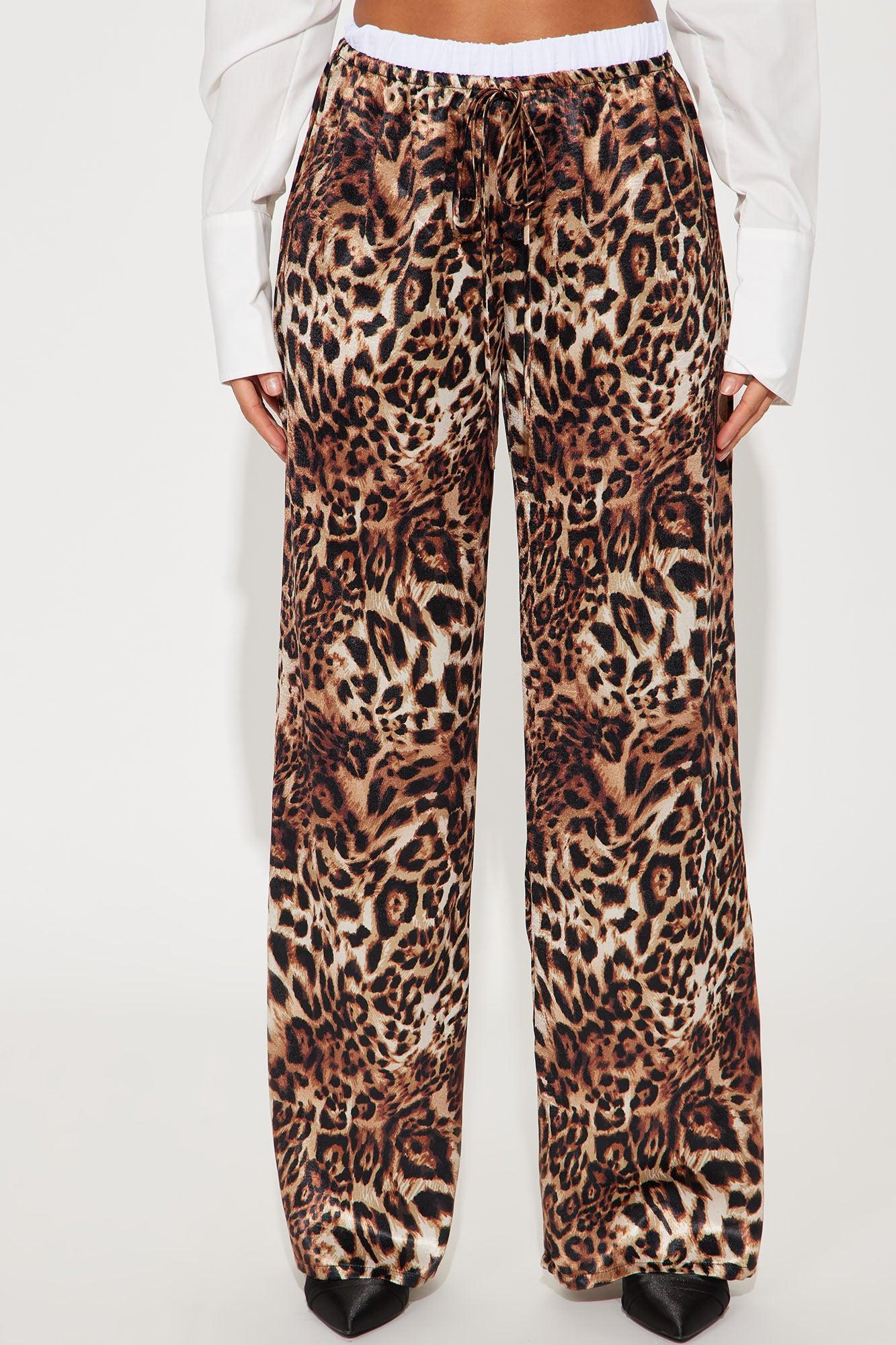 Sasha Leopard Satin Pant - Brown/combo Product Image