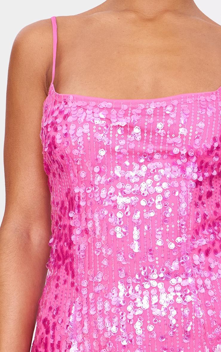 Hot Pink Sequin Mini Shift Dress Product Image