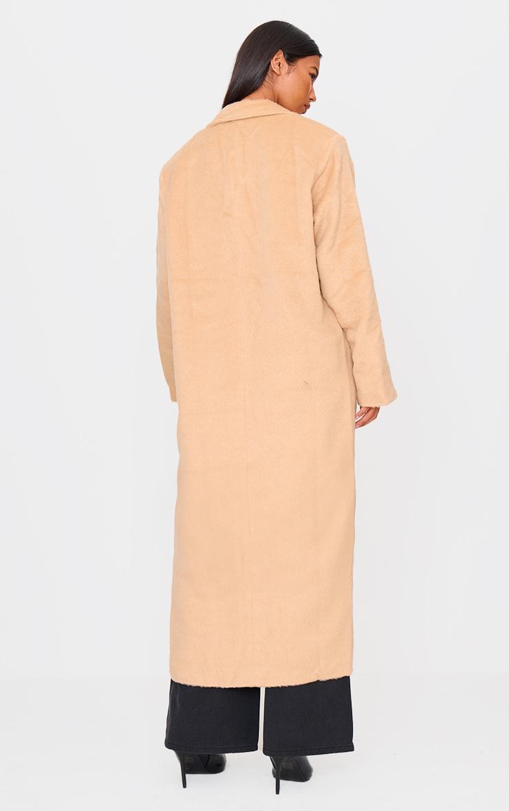 Camel Brushed Wool Look Oversized Drop Shoulder Coat Product Image