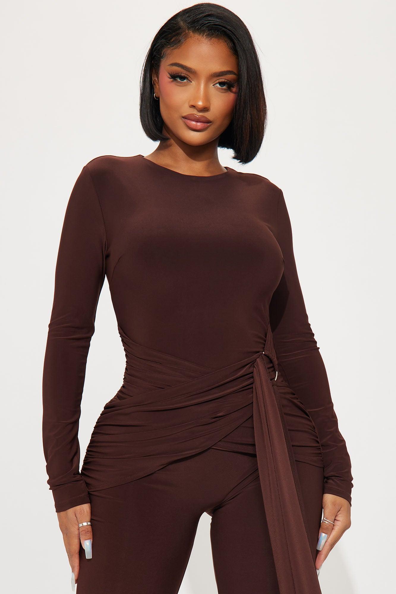 Wrapped Around You Jumpsuit - Chocolate Product Image