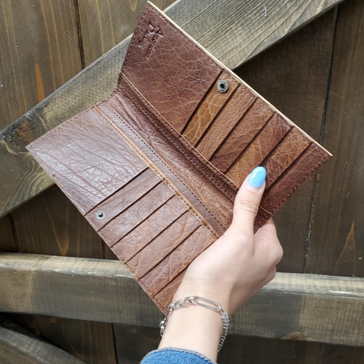 Tan Leather Turquoise Lacing Bi-fold Wallet Product Image