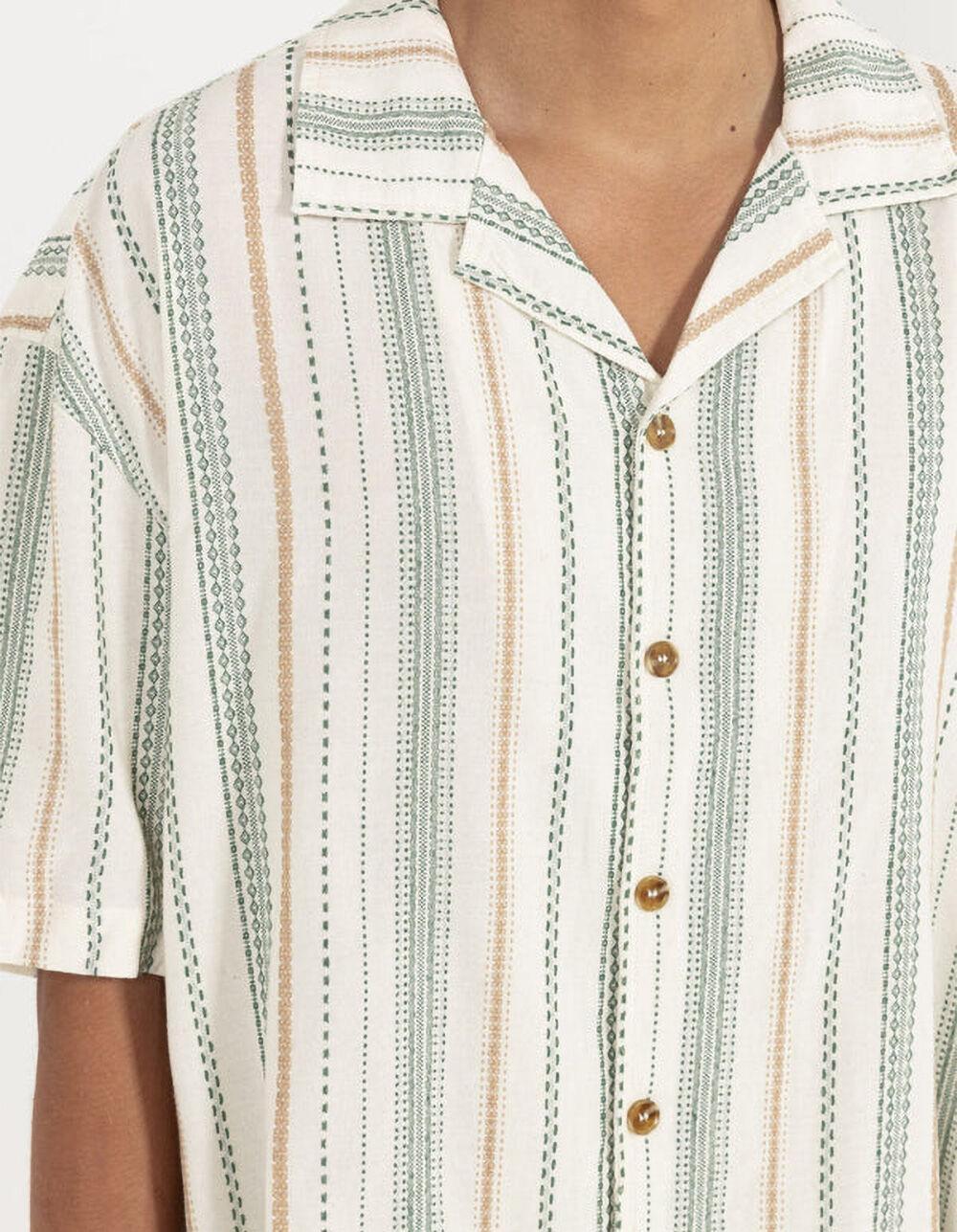 RHYTHM Relaxed Stripe Mens Button Up Shirt - CREAM Product Image