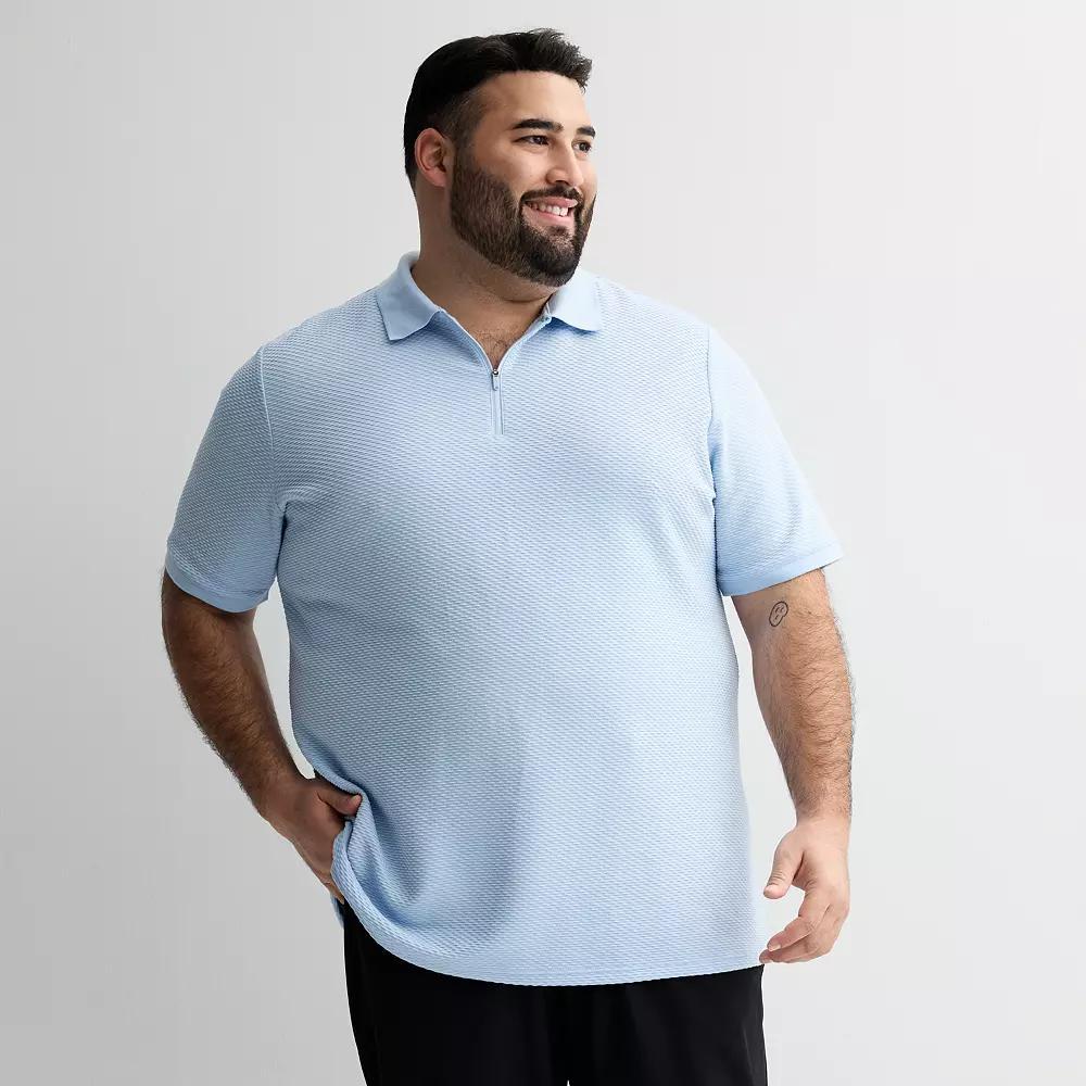 Big & Tall FLX Textured Knit Zipper Polo, Men's, Size: 4XB, Frost Wind Product Image