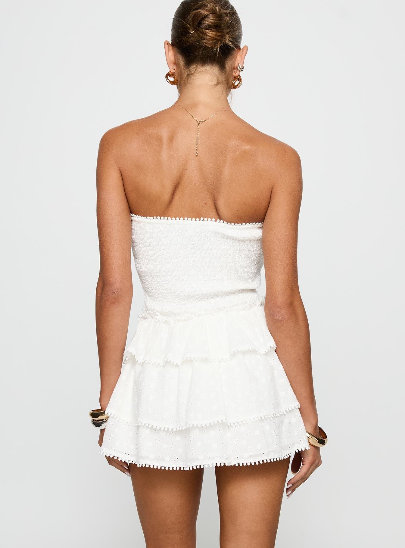 Sunkiss Frill Mini Dress White / Broderie Product Image