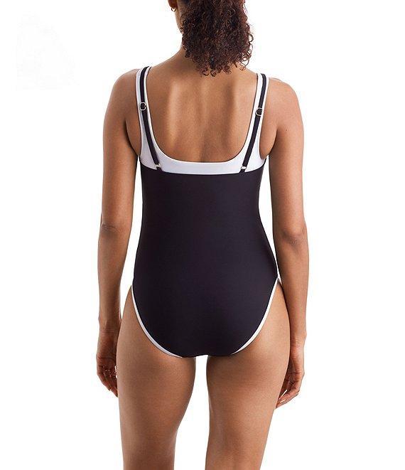 Mimi Flamingo Layered Solids Drift Scoop Neck One Piece Swimsuit Product Image