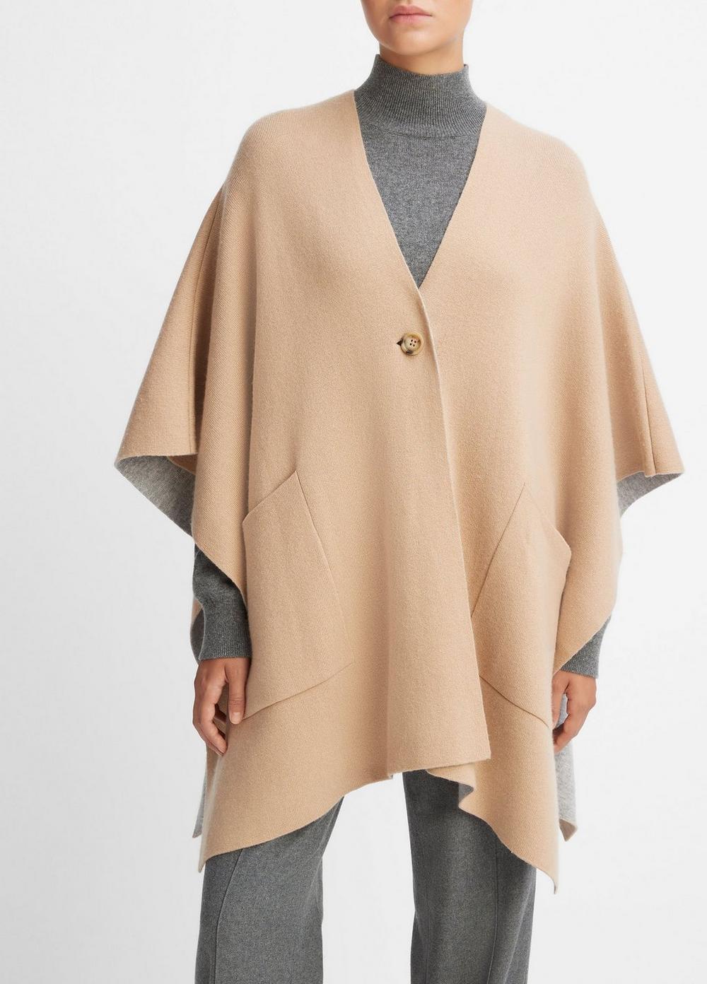 Womens Wool And Cashmere Double-Face Cape, Camel Grey Vince Product Image