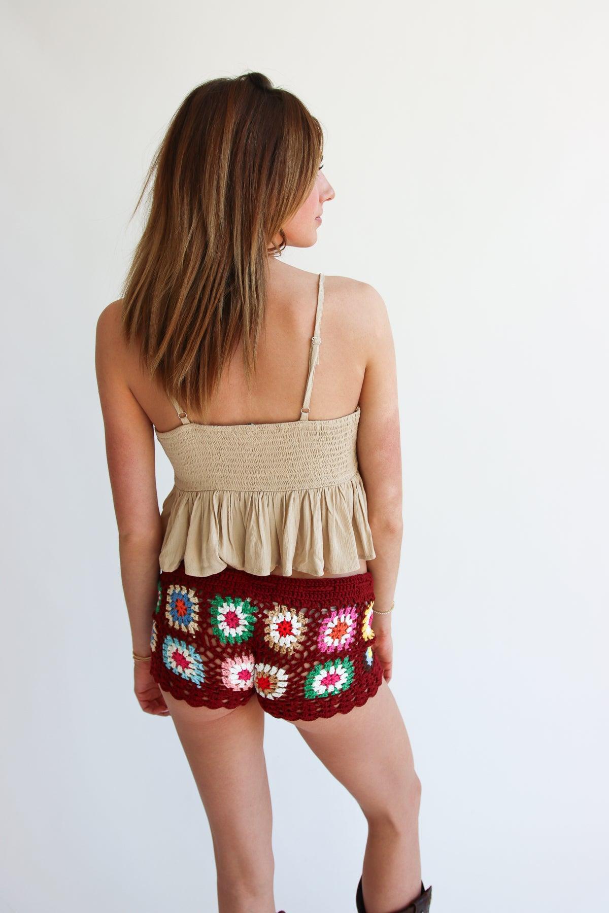 Granny Square Crochet Shorts Product Image