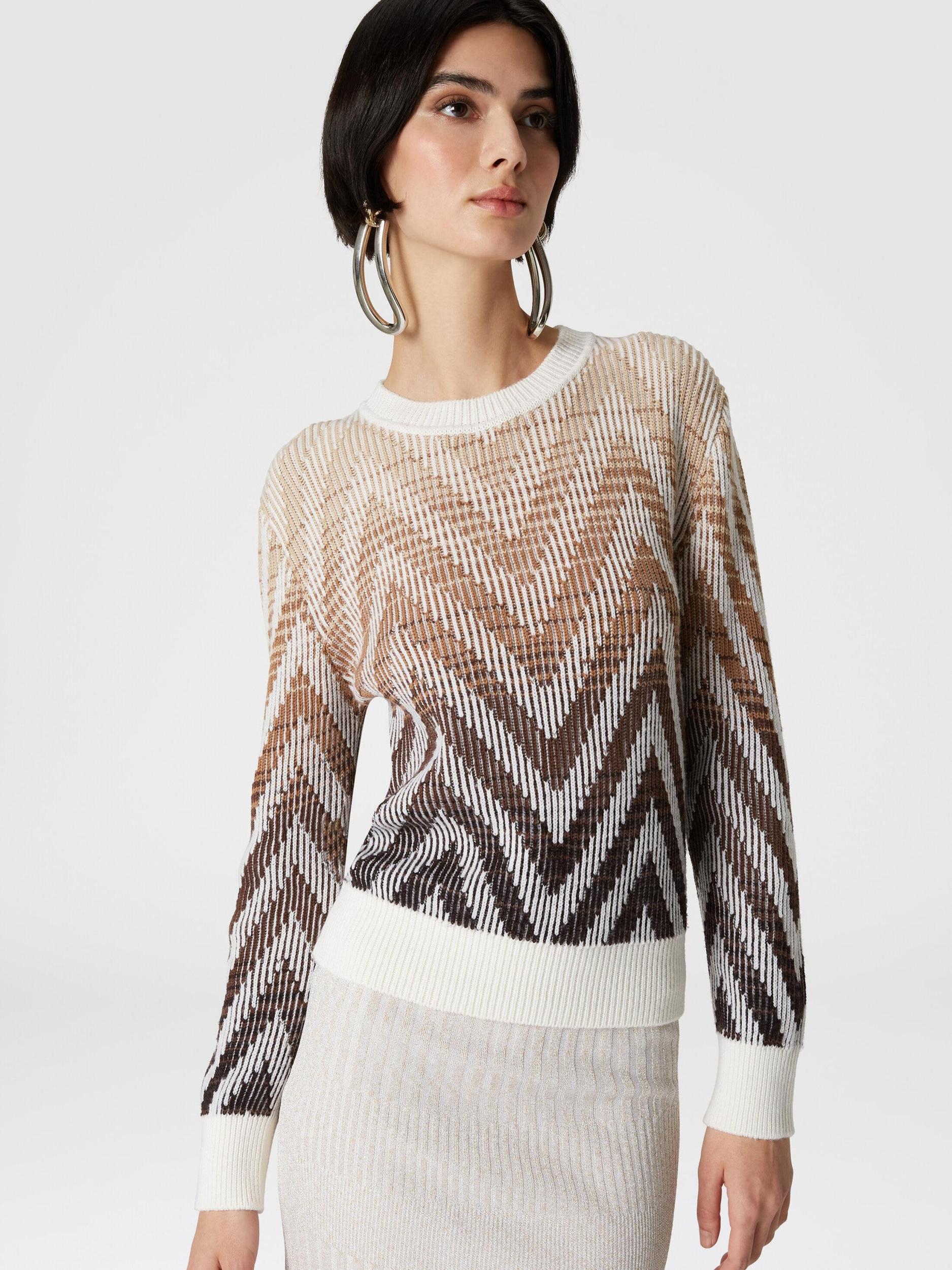 Chevron ribbed wool and cotton pullover Product Image