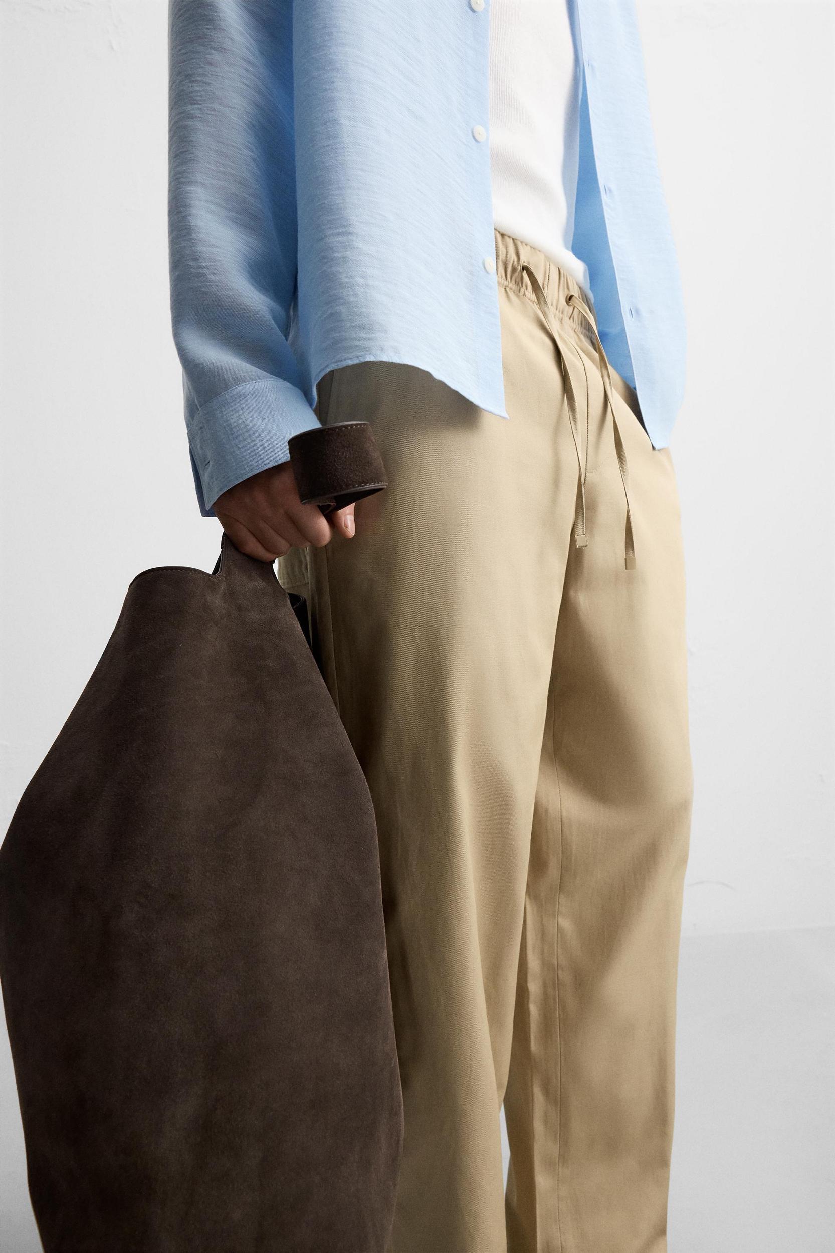 RELAXED FIT COTTON LINEN PANTS Product Image