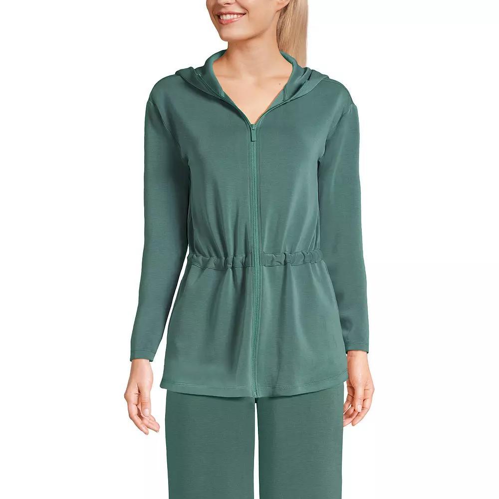 Women's Lands' End Softest Touch Zip-Up Tunic Hoodie Jacket, Size: XL, Washed Green Product Image