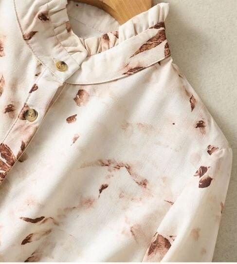 Long-Sleeve Floral Print Midi A-Line Dress Product Image