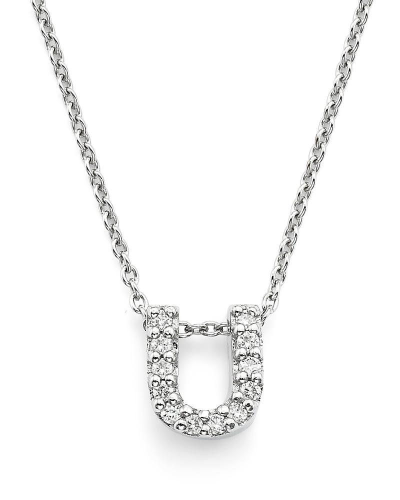 Roberto Coin 18K White Gold Initial Love Letter Pendant Necklace with Diamonds, 16 Product Image