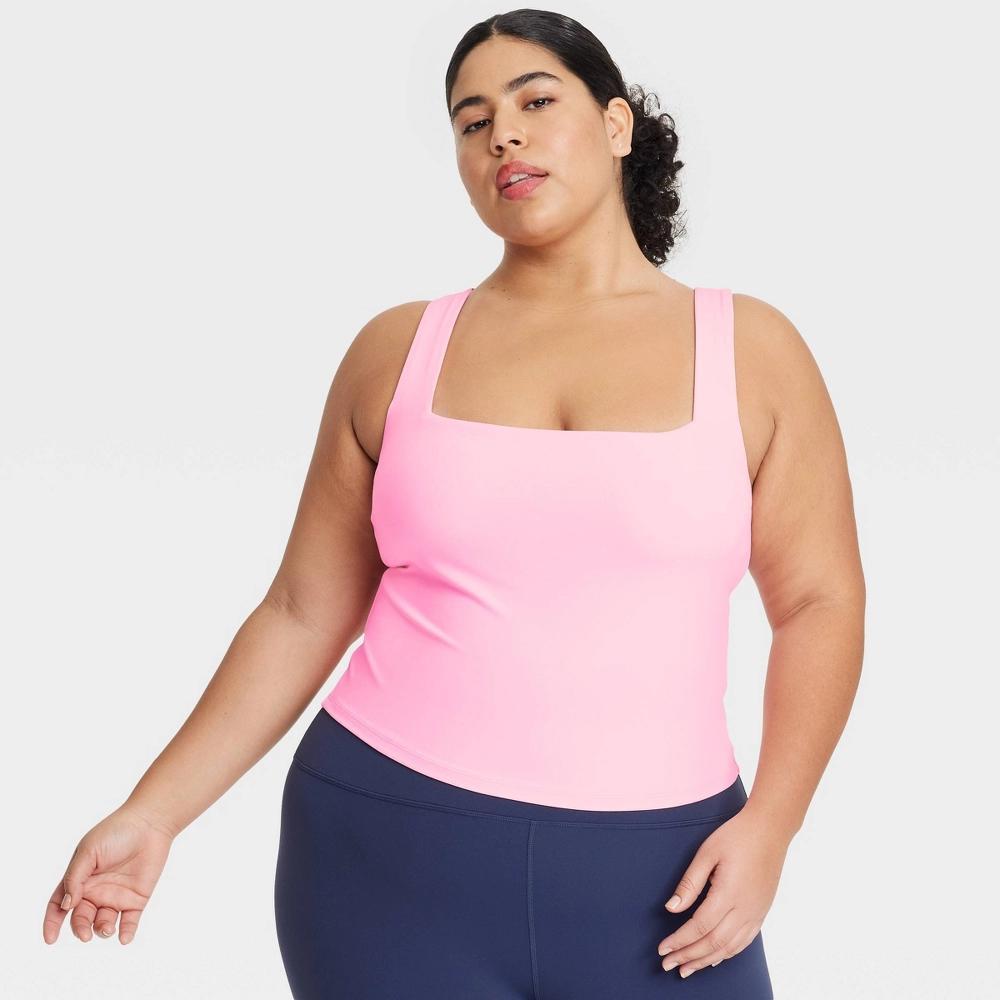 Womens Everyday Soft Squareneck Support Tank Top - All In Motion 4X: Moisture Wicking, Quick Drying, Built-in Shelf Bra Product Image