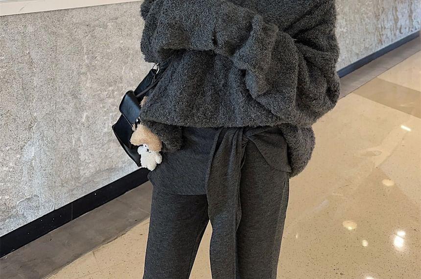 Overfit One-Shoulder Knit Sweater / Flared Pants with Fart Curtain Product Image