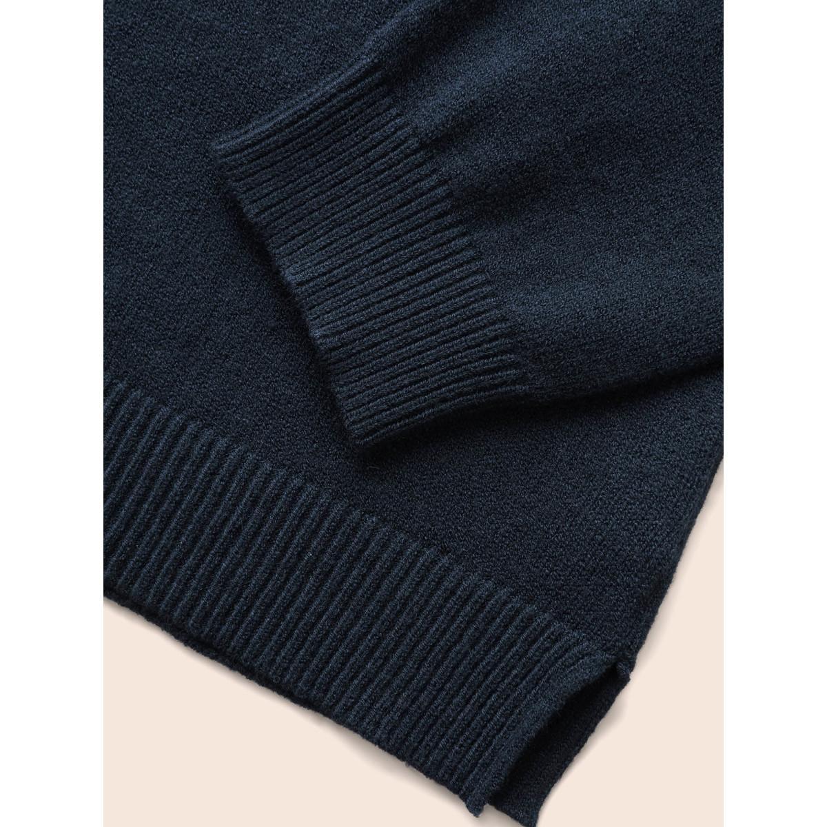 Plus Size Airy Cozy Lapel Collar Button Up Pullover Midnight Women Casual Long Sleeve Lapel Collar Everyday Pullovers BloomChic 14-16/1X Product Image