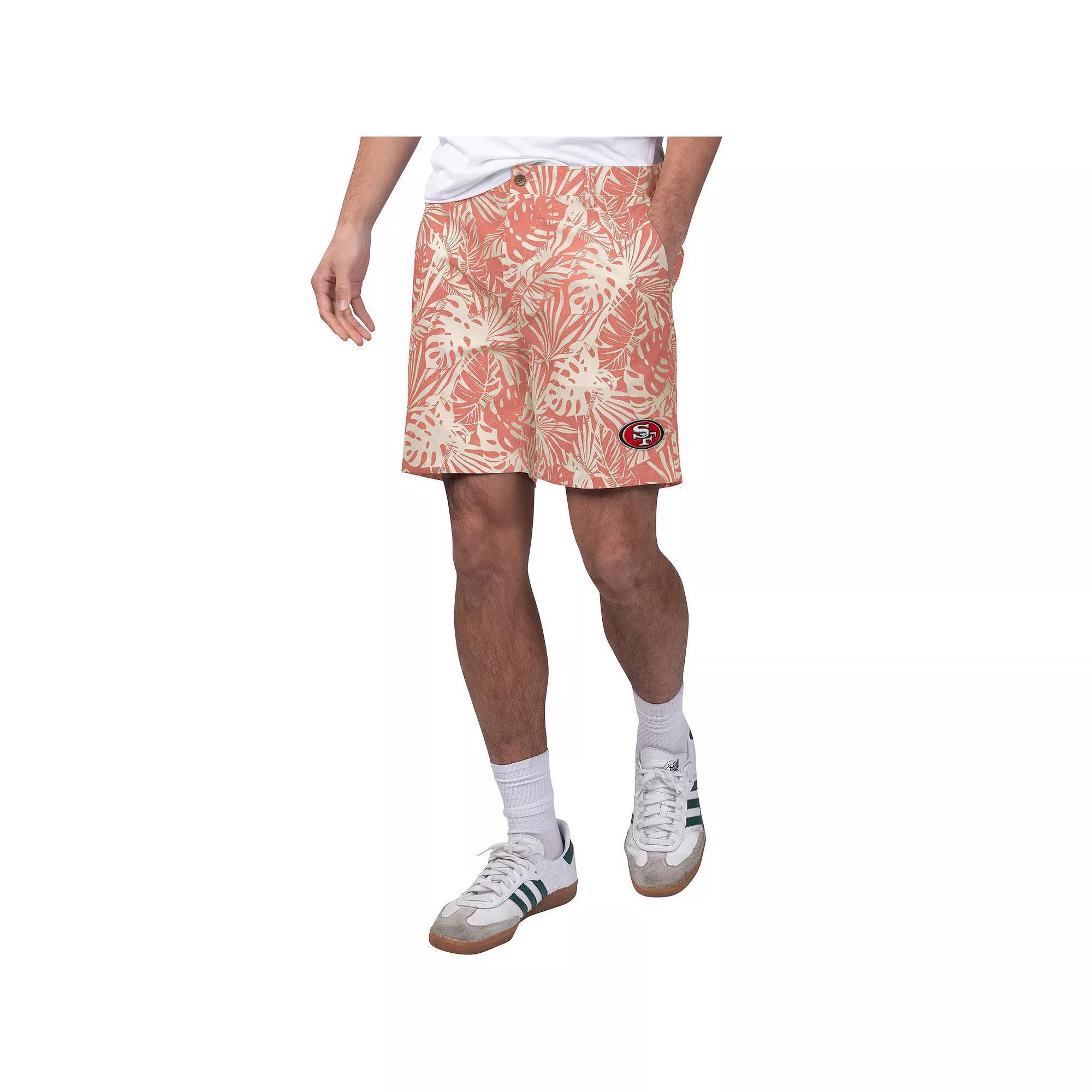 Men's Margaritaville Scarlet San Francisco 49ers Sandwashed Monstera Print Amphib Shorts, Size: 38, Red Product Image