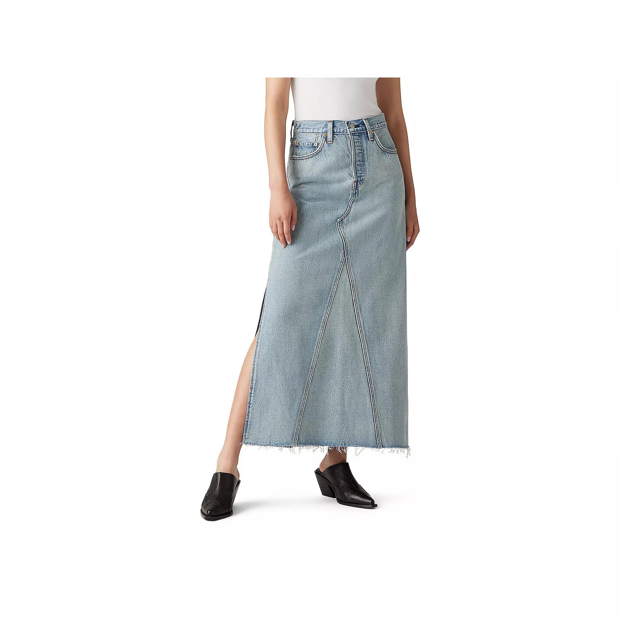 Women's Levi's® Iconic Long Denim Maxi Skirt, Size: 28(US 6)Medium, Not In The Mood Grey Product Image