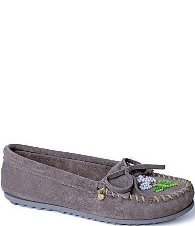 Minnetonka Womens Ziigwan Waabigwan Flower Beaded Suede Moccasins Product Image