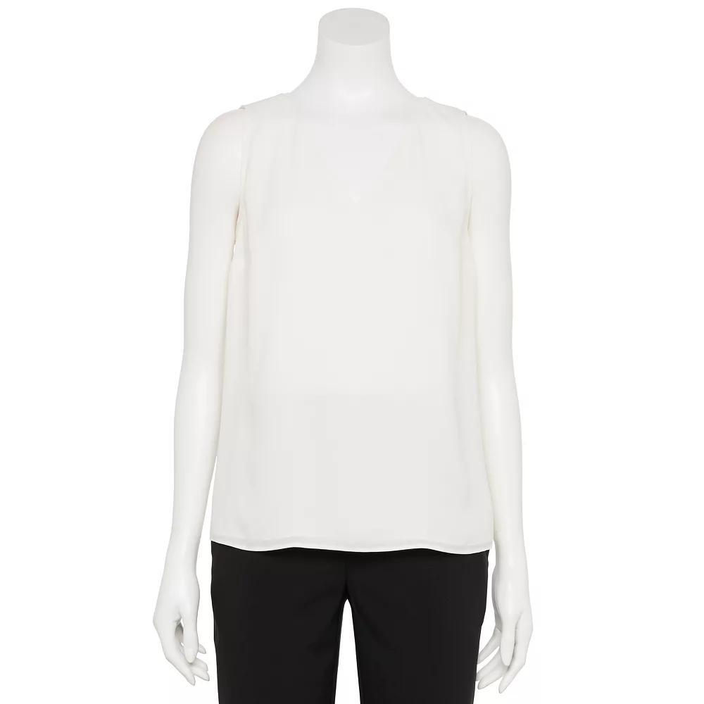 Women's Nine West Adaptive V-Neck Shell Tank Top, Size: Large, Ivory Tusk Product Image