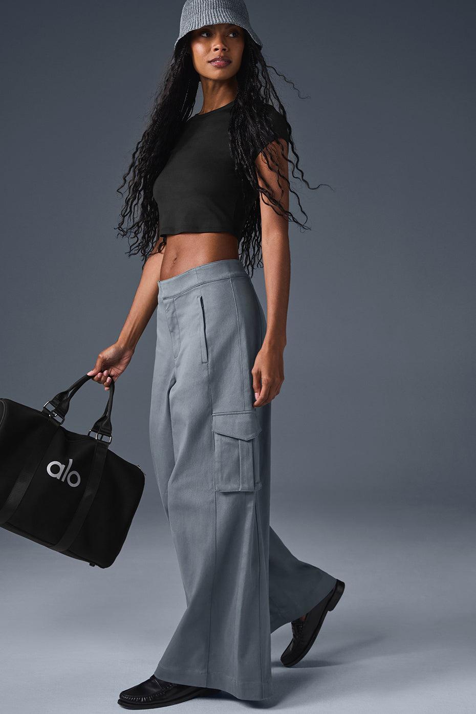 Show Off Cargo Wide Leg Trouser (Regular) - Steel Grey Female Product Image