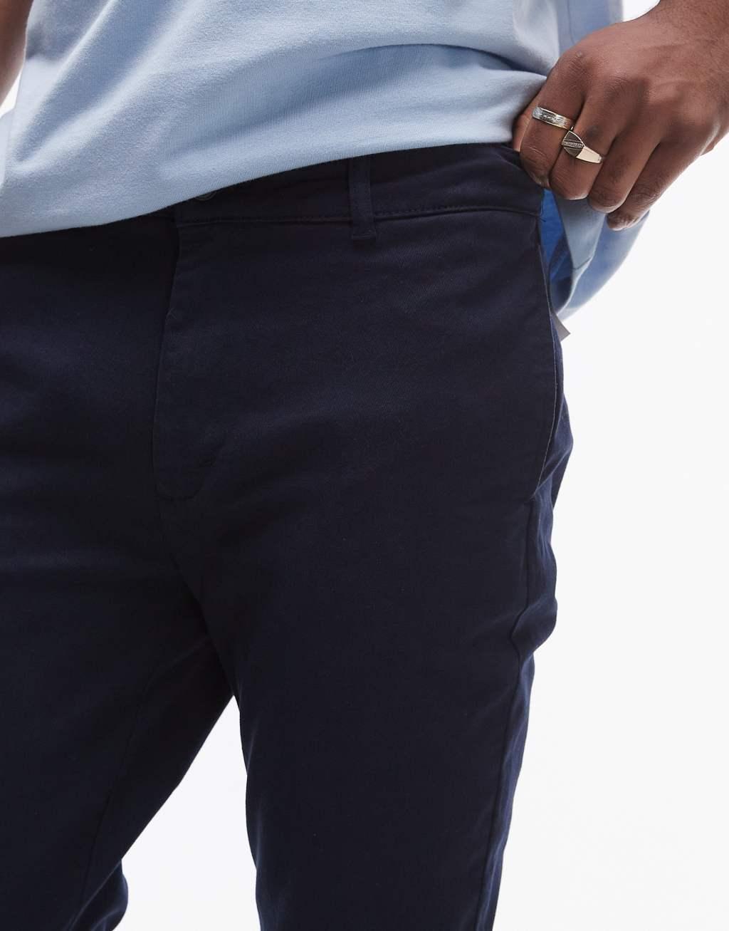 Topman skinny chino pants in navy Product Image