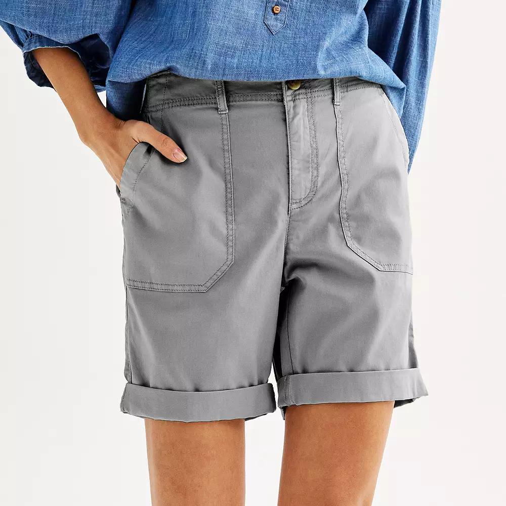 Petite Sonoma Goods For Life® Utility Bermuda Shorts, Women's, Size: XS Petite, Silver Beam Product Image